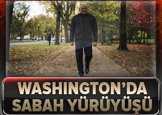 Başbakan Yıldırım, Amerika’da sabah yürüyüşüne çıktı.